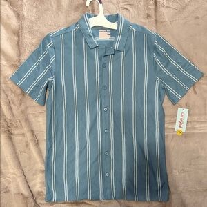 Cat & Jack Blue and White Striped Button Down Shirt